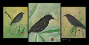 bird and berries triptych
