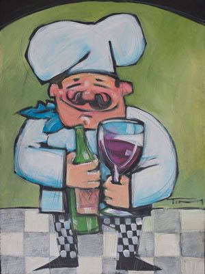 chef with wine