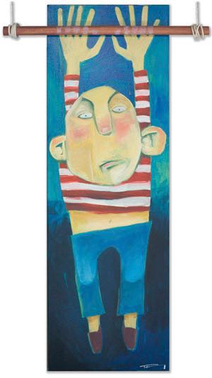 homme sur le trapéze de vol