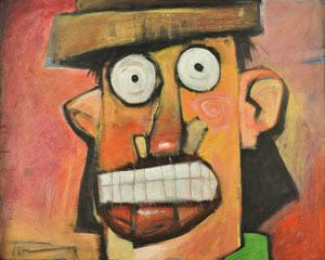 man with terracotta hat