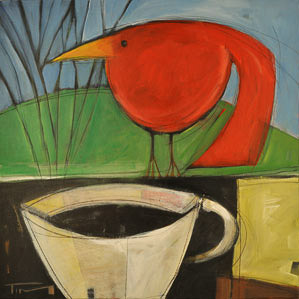 coffee and red bird