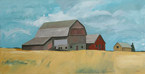 barn in wheat field